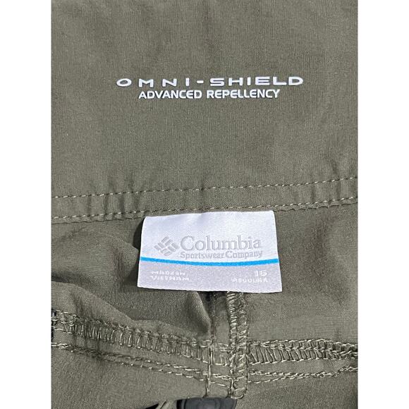 Columbia Women's Green Cargo Pants convertible roll up drawstring SIZE 16 - Picture 4 of 5